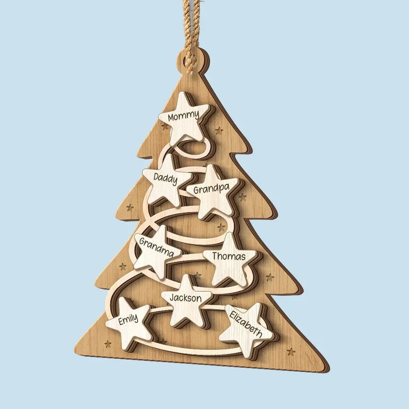 Family Is The Greatest Christmas Gift - Family Personalized Custom Shaped 2 Layered Wood Christmas Ornament - Christmas Gift For Family Members
