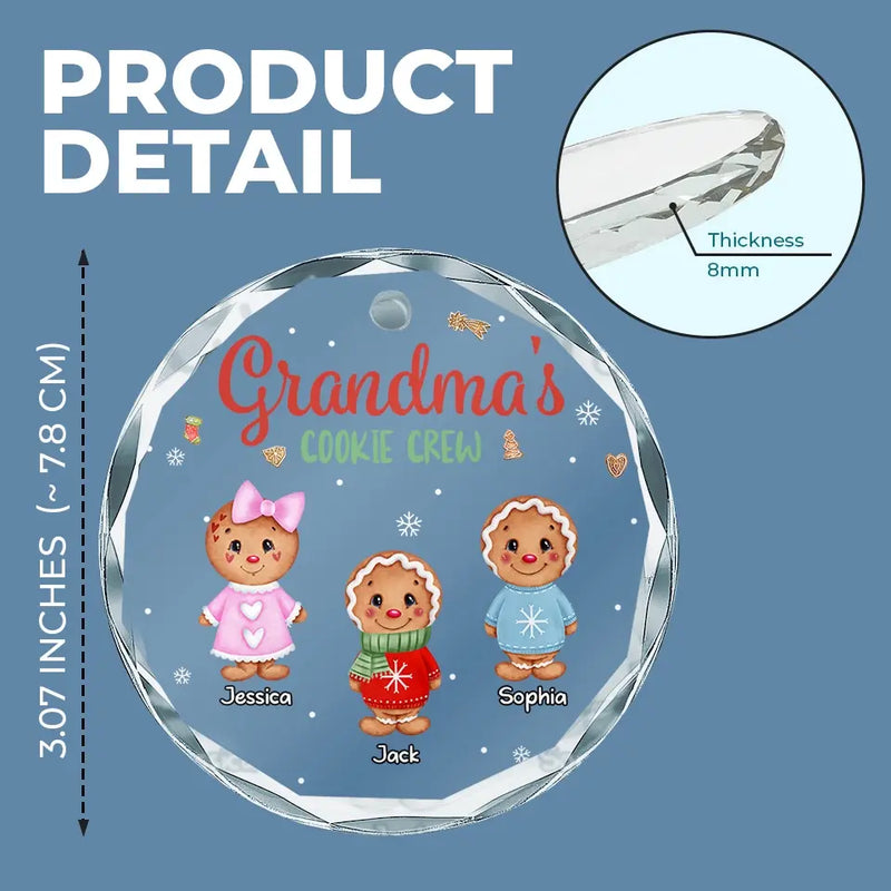 Gingerbread Crumbs And Grandma's Heartfelt Embrace - Family Personalized Custom Circle Glass Ornament - Christmas Gift For Mom, Grandma