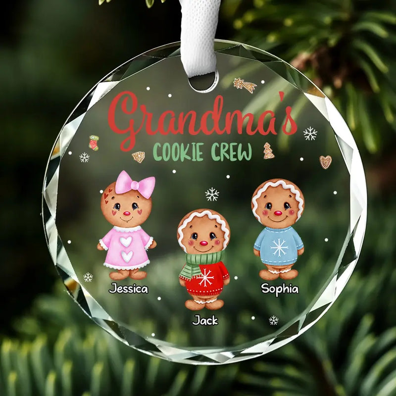 Gingerbread Crumbs And Grandma's Heartfelt Embrace - Family Personalized Custom Circle Glass Ornament - Christmas Gift For Mom, Grandma
