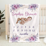 Custom Name Baby Milestone Gifts - Personalized Blanket