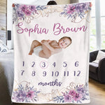 Custom Name Baby Milestone Gifts - Personalized Blanket