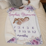Custom Name Baby Milestone Gifts - Personalized Blanket