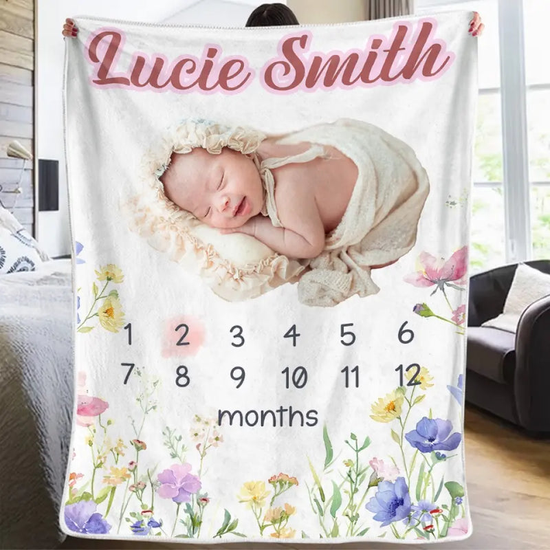 Custom Photo My New World Starts With You - Family Personalized Custom Baby Blanket - Gift For Baby Kids, Newborn Baby