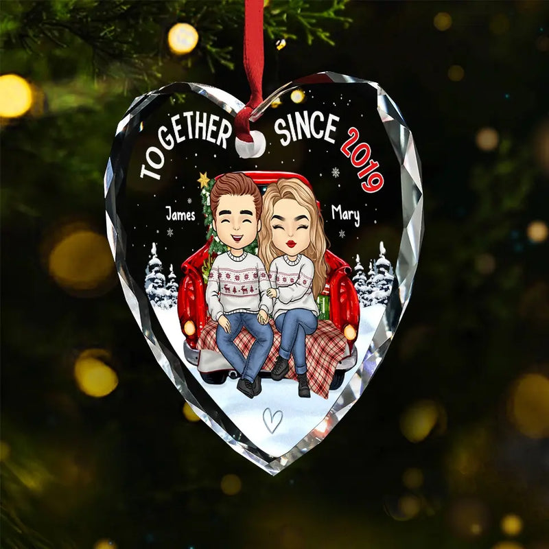 You And Me, We Got This - Couple Personalized Custom Heart Glass Ornament - Christmas Gift For Husband Wife, Anniversary