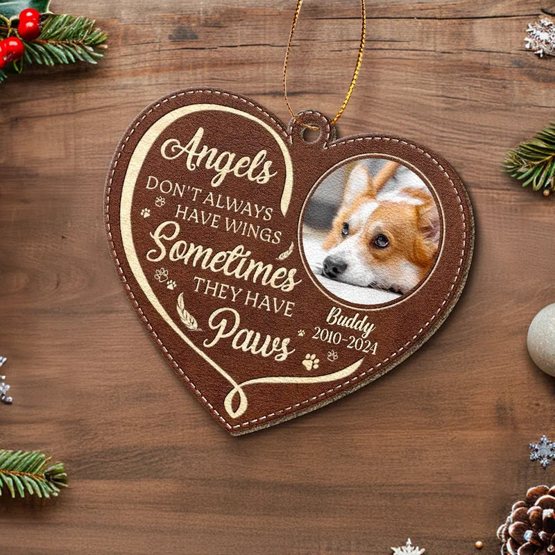 Custom Photo Run Free, Dear Friend - Memorial Personalized Custom Leather Ornament - Sympathy Gift, Christmas Gift For Pet Owners, Pet Lovers