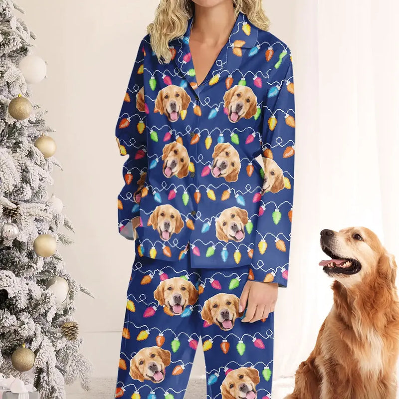 Custom Photo Wagging Tails All The Way To Christmas - Dog & Cat Personalized Custom Pajamas - Christmas Gift For Pet Owners, Pet Lovers