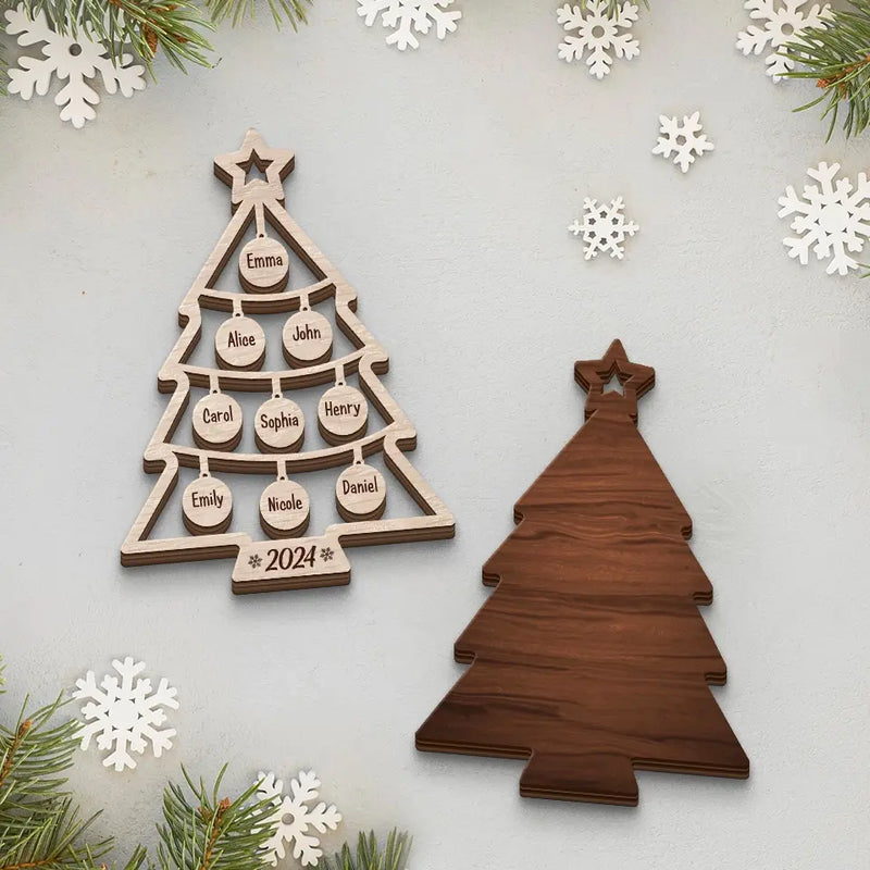 Blessings To Our Family This Holiday Season - Family Personalized Custom Shaped 2 Layered Wood Christmas Ornament - Christmas Gift For Family Members