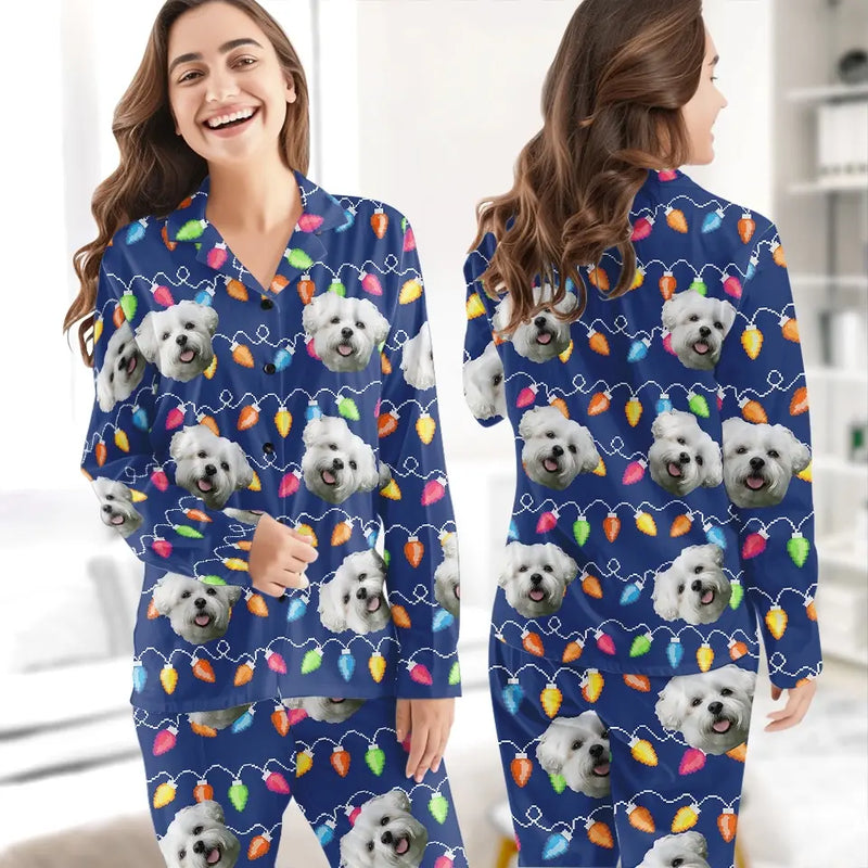 Custom Photo Wagging Tails All The Way To Christmas - Dog & Cat Personalized Custom Pajamas - Christmas Gift For Pet Owners, Pet Lovers