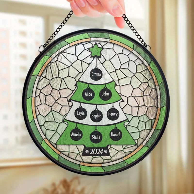 Together We Create Beautiful Memories - Family Personalized Custom Stained Glass Window Hanging Suncatcher - Christmas Gift For Family Members