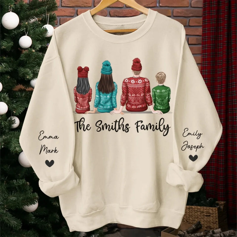 Christmas Crew - Family Personalized Custom Unisex Sweatshirt With Design On Sleeve - Christmas Gift For Family Members