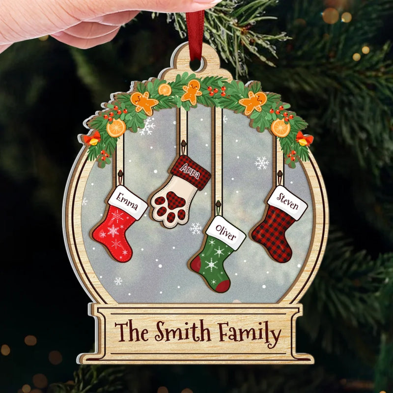 Rocking Around The Christmas Tree - Family Personalized Custom Wood & Acrylic Ornament - Christmas Gift For Family Members