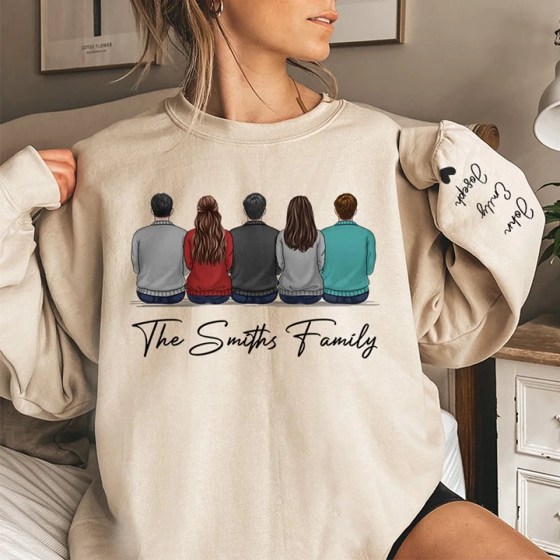 Christmas Adds To The Warmth Of Family Love - Family Personalized Custom Unisex Sweatshirt With Design On Sleeve - Christmas Gift For Family Members