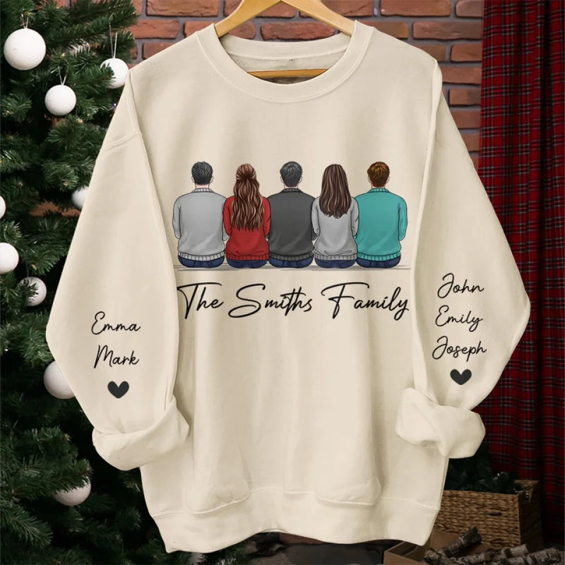 Christmas Adds To The Warmth Of Family Love - Family Personalized Custom Unisex Sweatshirt With Design On Sleeve - Christmas Gift For Family Members