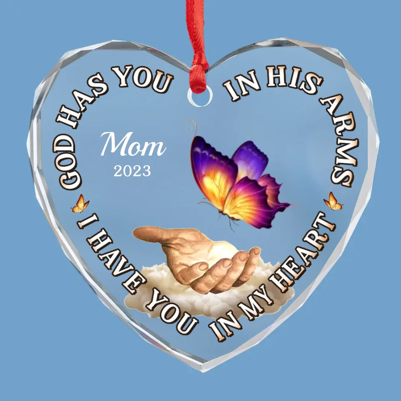 I Have You In My Heart - Memorial Personalized Custom Heart Glass Ornament - Sympathy Gift, Christmas Gift For Family Members