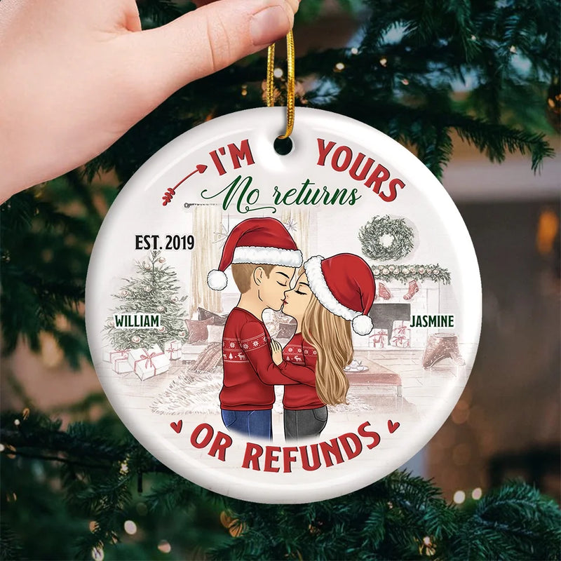 Our Love Is The Magic Of Christmas - Couple Personalized Custom Ornament - Ceramic Round Shaped - Christmas Gift For Husband Wife, Anniversary