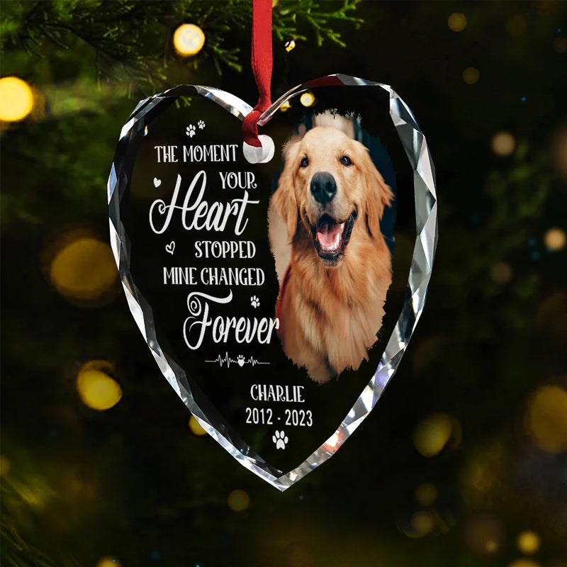 Custom Photo You Filled My Life With Wonder And My Heart With Love - Memorial Personalized Custom Heart Glass Ornament - Sympathy Gift, Christmas Gift For Pet Owners, Pet Lovers