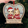 Our Hearts Glow With Love This Christmas - Couple Personalized Custom Wood & Acrylic Ornament - Christmas Gift For Husband Wife, Anniversary