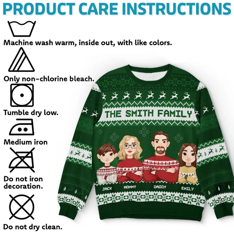 Our Family’s Love Shines Brightest At Christmas - Family Personalized Custom Ugly Sweatshirt - Unisex Wool Jumper - Christmas Gift For Family Members