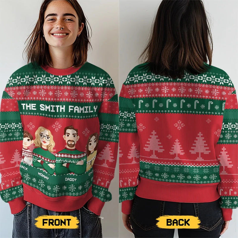 It's The Most Beautiful Time Of The Year - Family Personalized Custom Ugly Sweatshirt - Unisex Wool Jumper - Christmas Gift For Family Members