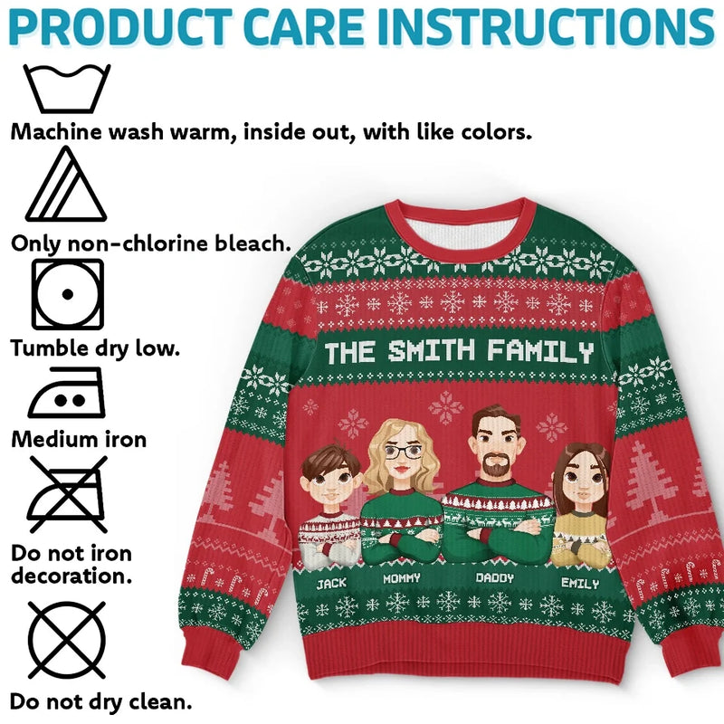 It's The Most Beautiful Time Of The Year - Family Personalized Custom Ugly Sweatshirt - Unisex Wool Jumper - Christmas Gift For Family Members