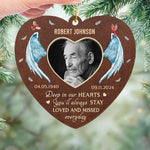 Custom Photo Love Is A Light That Never Dims - Memorial Personalized Custom Leather Ornament - Sympathy Gift, Christmas Gift For Family Members