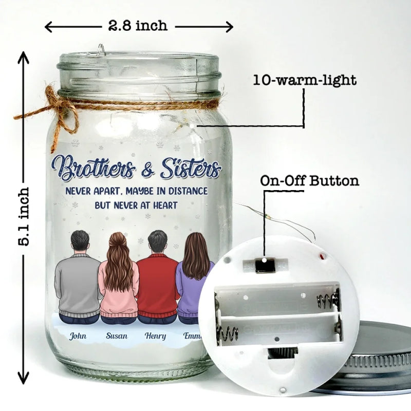 A Sibling Is A Forever Friend - Family Personalized Custom Mason Jar Light - Gift For Siblings, Brothers, Sisters