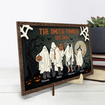 Bootiful Family - Family Personalized Custom 2-Layered Wooden Plaque With Stand - Halloween Gift For Family Members