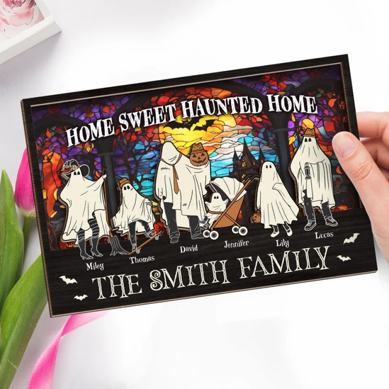 Clothes Make A Statement, Costumes Tell A Story - Family Personalized Custom 2-Layered Wooden Plaque With Stand - Halloween Gift For Family Members