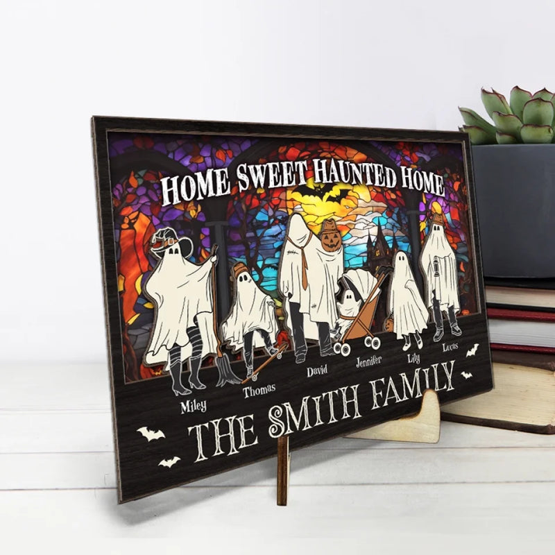 Clothes Make A Statement, Costumes Tell A Story - Family Personalized Custom 2-Layered Wooden Plaque With Stand - Halloween Gift For Family Members