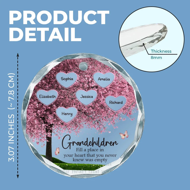 Fill A Place In Your Heart - Family Personalized Custom Circle Glass Ornament - Christmas Gift For Mom, Grandma