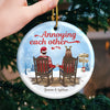 Your Hand In Mine Is The Best Gift This Christmas - Couple Personalized Custom Ornament - Ceramic Round Shaped - Christmas Gift For Husband Wife, Anniversary