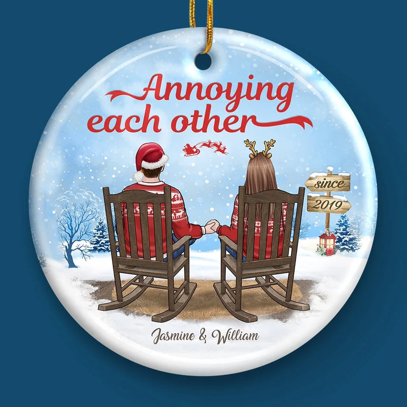 Your Hand In Mine Is The Best Gift This Christmas - Couple Personalized Custom Ornament - Ceramic Round Shaped - Christmas Gift For Husband Wife, Anniversary