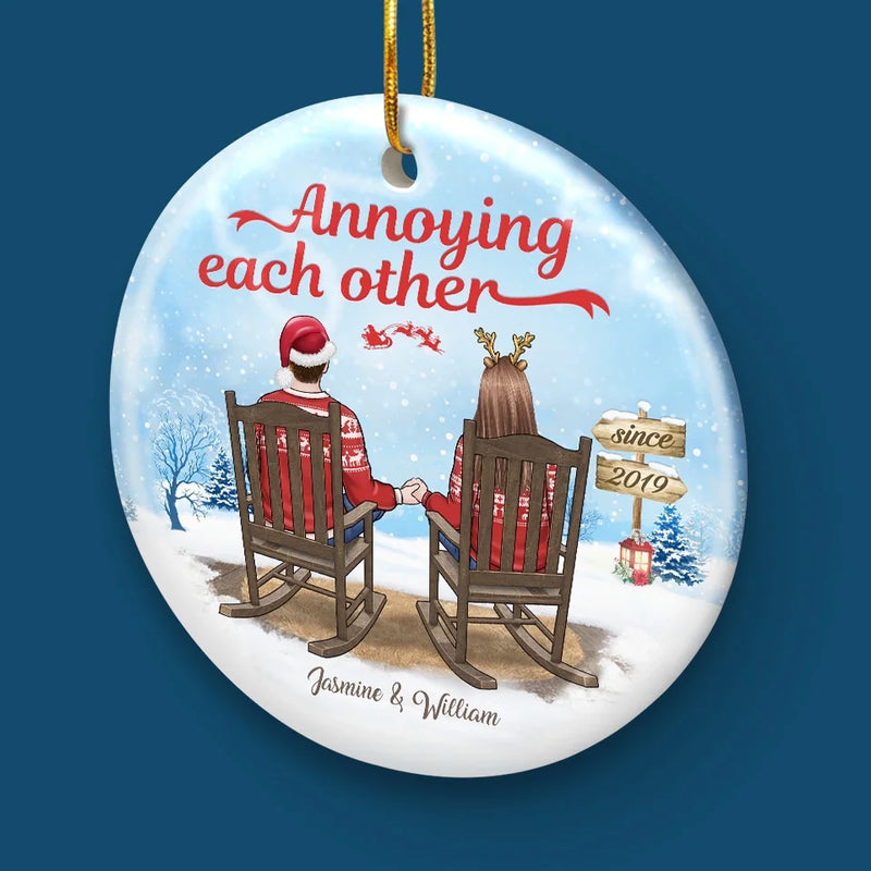 Your Hand In Mine Is The Best Gift This Christmas - Couple Personalized Custom Ornament - Ceramic Round Shaped - Christmas Gift For Husband Wife, Anniversary