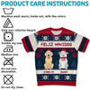 Happy Pawlidays - Dog & Cat Personalized Custom All Over Print Adult Short Sleeve Sweater - Christmas Gift For Pet Owners, Pet Lovers