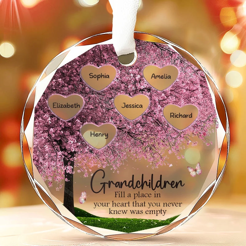 Fill A Place In Your Heart - Family Personalized Custom Circle Glass Ornament - Christmas Gift For Mom, Grandma