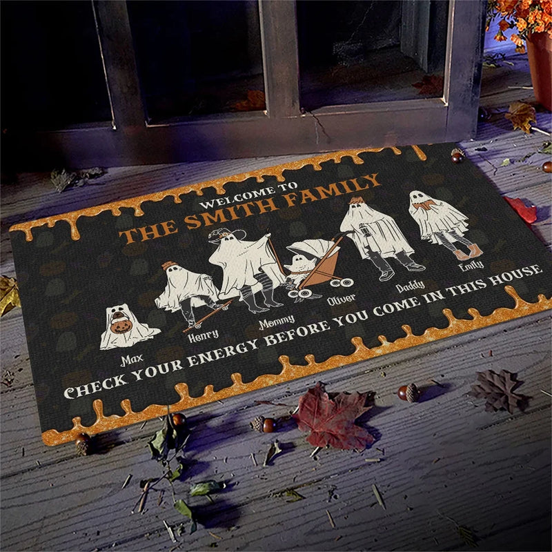 There's Some Horrors In This House - Family Personalized Custom Home Decor Decorative Mat - Halloween Gift For Family Members