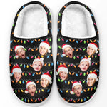 Custom Photo My Favorite Color Is Christmas Lights - Family Personalized Custom Fluffy Slippers - Christmas Gift For Family