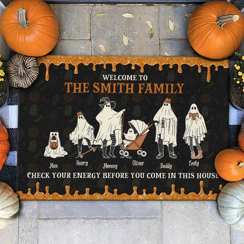 There's Some Horrors In This House - Family Personalized Custom Home Decor Decorative Mat - Halloween Gift For Family Members