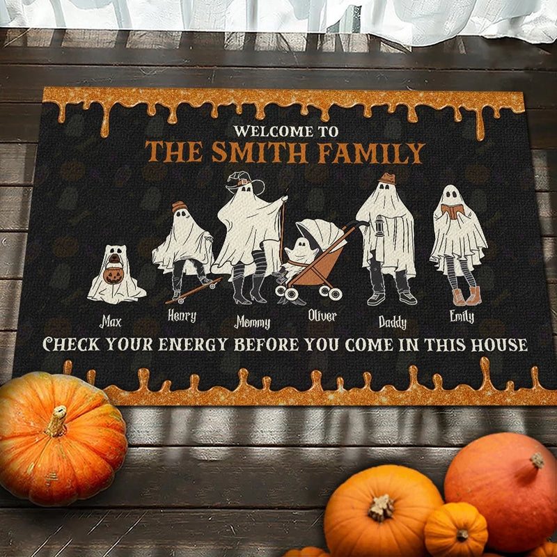 There's Some Horrors In This House - Family Personalized Custom Home Decor Decorative Mat - Halloween Gift For Family Members