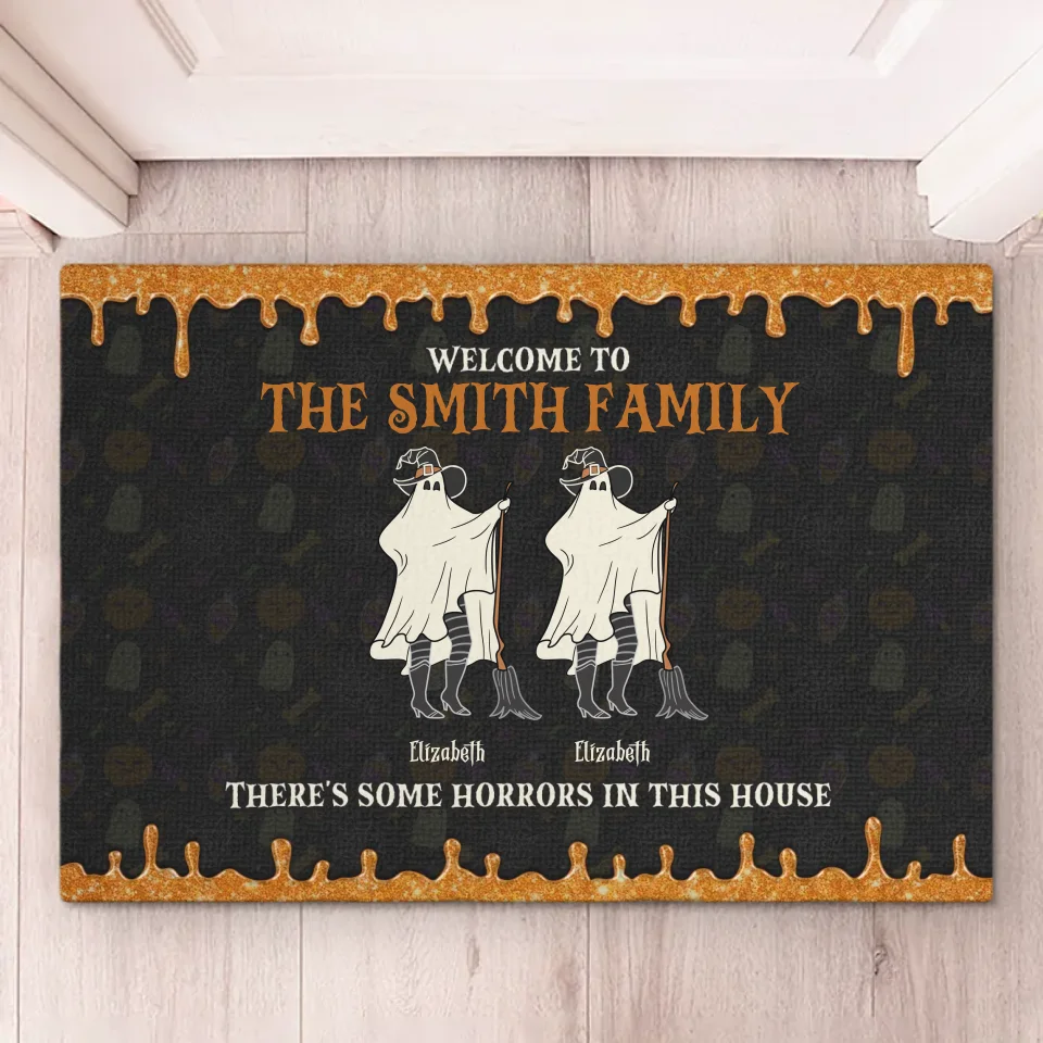 There's Some Horrors In This House - Family Personalized Custom Home Decor Decorative Mat - Halloween Gift For Family Members