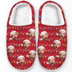 Custom Photo My Favorite Color Is Christmas Lights - Family Personalized Custom Fluffy Slippers - Christmas Gift For Family