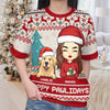 Feline Jolly This Christmas - Dog & Cat Personalized Custom All Over Print Adult Short Sleeve Sweater - Christmas Gift For Pet Owners, Pet Lovers
