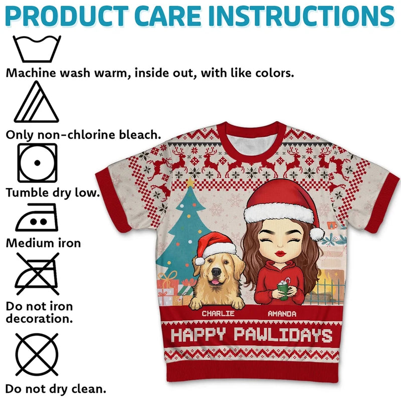 Feline Jolly This Christmas - Dog & Cat Personalized Custom All Over Print Adult Short Sleeve Sweater - Christmas Gift For Pet Owners, Pet Lovers