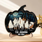 A Mask Tells Us More Than A Face - Family Personalized Custom 2-Layered Wooden Plaque With Stand - Halloween Gift For Family Members