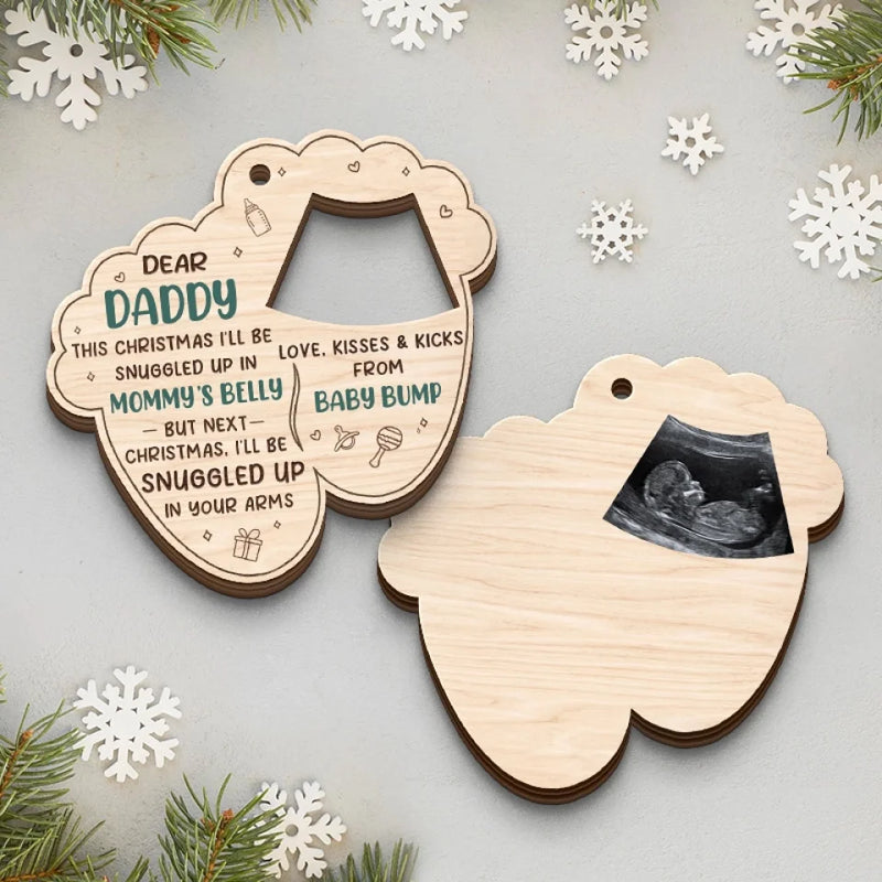 Custom Photo Our Baby Is On The Nice List This Year - Family Personalized Custom Shaped 2 Layered Wood Christmas Ornament - Christmas Gift For Baby Kids, Newborn Baby