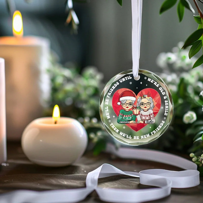 Merry Christmas To A True Friend - Bestie Personalized Custom Circle Glass Ornament - Christmas Gift For Best Friends, BFF, Sisters