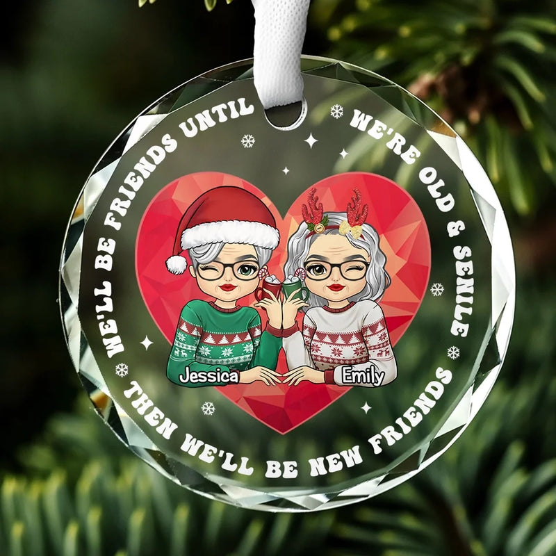 Merry Christmas To A True Friend - Bestie Personalized Custom Circle Glass Ornament - Christmas Gift For Best Friends, BFF, Sisters
