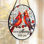 Their Spirit Dances On The Wings Of Every Bird - Memorial Personalized Custom Stained Glass Window Hanging Suncatcher - Sympathy Gift For Family