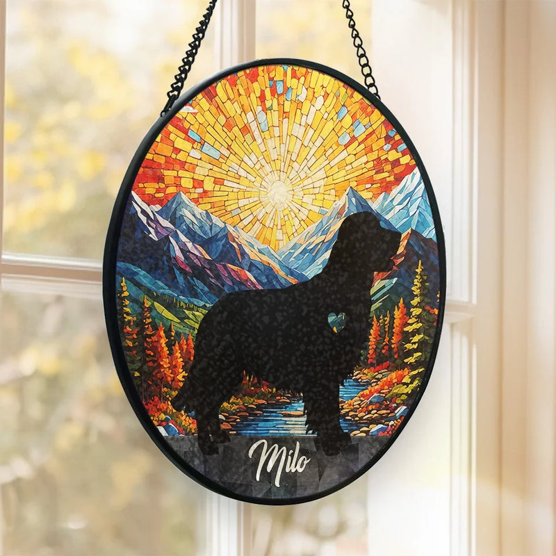A Faithful Friend Is Never Forgotten - Memorial Personalized Custom Stained Glass Window Hanging Suncatcher - Sympathy Gift For Pet Owners, Pet Lovers