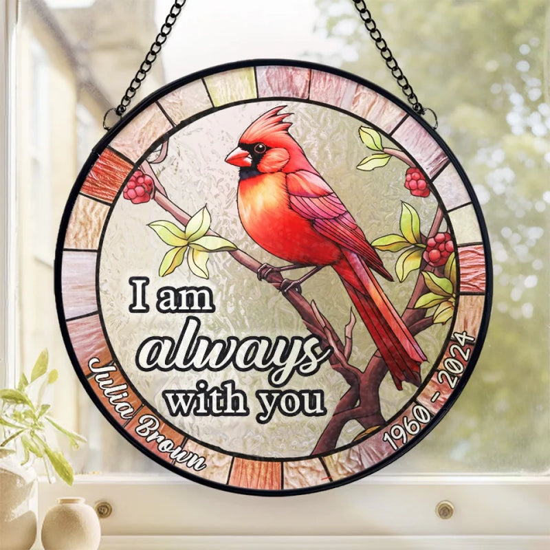 Cardinals Appear When Angels Are Near - Memorial Personalized Custom Stained Glass Window Hanging Suncatcher - Sympathy Gift For Family Members